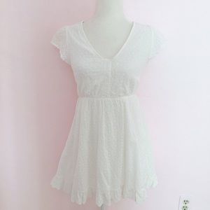 white eyelet broderie lace babydoll mini dress
